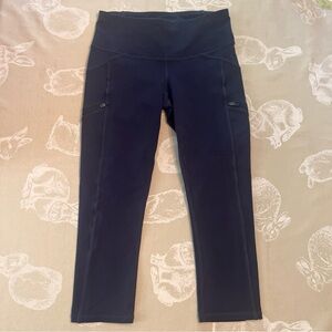 Athleta Pants Womens XSmall Navy Blue Mid Rise Athletic Zipper Pocket Stretch